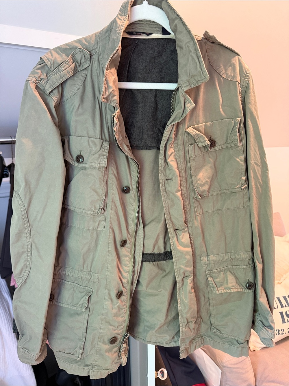 Faconnable Men's Military Field Jacket in Olive